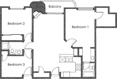 3 bed 2 bath 32A Floor Plan at Midvale Court, California