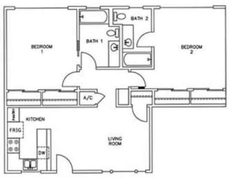  Floor Plan 2 Bedroom 2 Bathroom