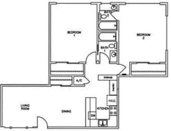  Floor Plan 2 Bedroom 2 Bathroom