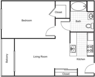  Floor Plan 1Bed1Bath