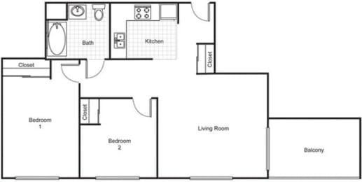  Floor Plan 2Bed2Bath