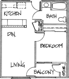  Floor Plan 1Bed1Bath