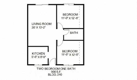 Our 2 Bedroom, 1 Bathroom Apartment Floor plan at Vista Flores Apartments in San Marcos, California