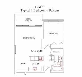 Grid 5 1 Bedroom + Balcony