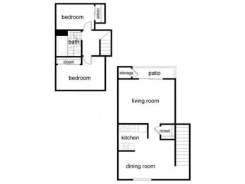  Floor Plan 2 Bedrooms