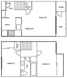  Floor Plan Two Bedroom Townhouse