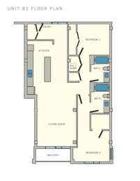 2 bed 2 bath B3 Floor Plan at Aviator at Brooks Apartments, Clear Property Management, San Antonio