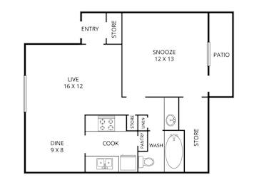 Birch 1 Bed | 1 Bath | 720 Sq.Ft. at Park Villas, Fort Worth, TX