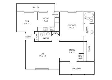 Dogwood 1 Bed | 1.5 Bath | 1000 Sq.Ft. at Park Villas, Texas