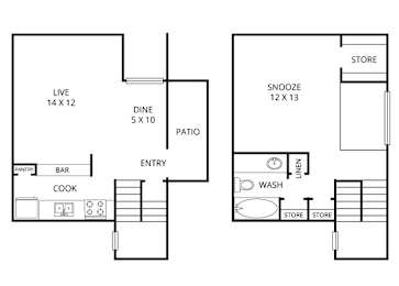 Fir  1 Bed | 1 Bath | 731 Sq.Ft. at Park Villas, Fort Worth, 76116