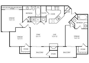 The Cove 3 Bed | 2 Bath | 1,208 Sq. Ft. at Vista Springs, Texas, 75067