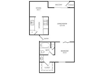 Orleans 1 Bed | 1 Bath | 550 Sq. Ft. at Country Square, Carrollton, 75006