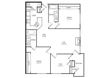 The Reef 2 Bed | 2 Bath | 1182 Sq.Ft. at Edgewater, Lewisville