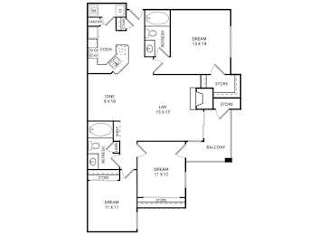 Village Council 3 Bed | 2 Bath | 1279 Sq. Ft. at Edgewood Village, Lewisville, TX