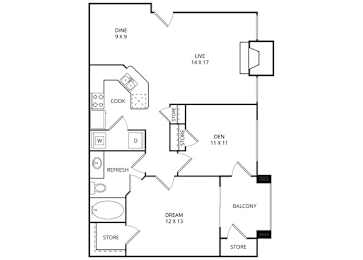 Village Library 1 Bed | 1 Bath | 901 Sq. Ft. at Edgewood Village, Texas