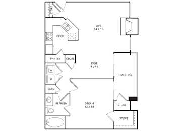 Village Park 1 Bed | 1 Bath | 801 Sq. Ft. at Edgewood Village, Lewisville