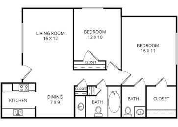 Morning Glory 2 Bed | 1,5 Bath | 875 Sq.Ft. at Garden Park, Irving, TX, 75062