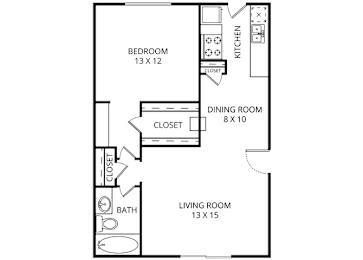Merida  1 Bed | 1 Bath | 696 Sq.Ft. at Parkwood, Irving, 75061