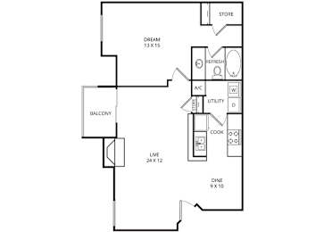 Cedar 1 Bed | 1 Bath | 750 Sq.Ft at Plaza DeVille, San Antonio, TX