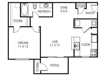 The Davinci 1 Bed | 1 Bath | 646-655 Sq.Ft. at Prestonwood Hills, Plano, Texas