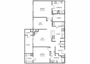 The Michelangelo 2 Bed | 2 Bath | 1124 Sq.Ft. at Prestonwood Hills, Plano, 75093