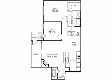 The Raphael 1 Bed | 1 Bath | 891 to 902 Sq.Ft. at Prestonwood Hills, Plano, TX, 75093