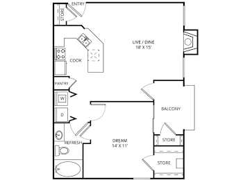 Cabernet 1 Bed | 1 Bath | 716 Sq.Ft at The Remington, Texas, 75067