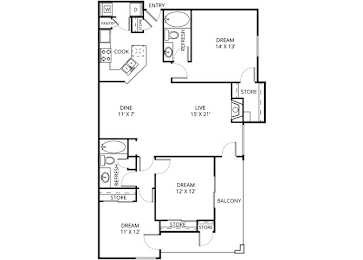 Champagne 3 Bed | 2 Bath | 1,35 Sq. Ft. at The Remington, Texas