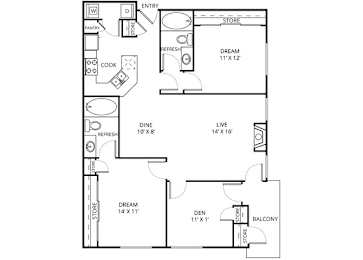 Merlot 2 Bed | 2 Bath | 1182 Sq.Ft. at The Remington, Lewisville, Texas