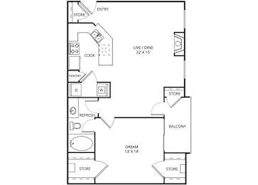 Sauvignon 1 Bed | 1 Bath | 808 Sq.Ft. at The Remington, Lewisville, TX, 75067