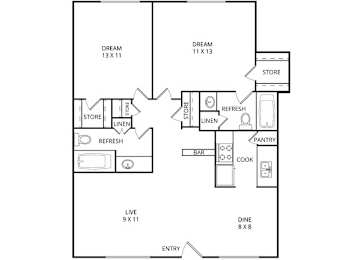 Sycamore 2 Bed | 2 Bath | 1050 Sq. Ft. at Wildwood, Texas