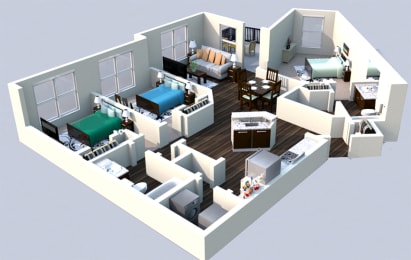 Landon House Apartments in Lake Nona Orlando, FL 32827 floor plan 3br 2 ba