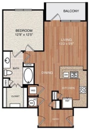 A6 Floor Plan at Berkshire Medical District, Dallas