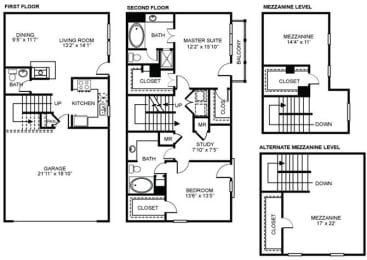 3x2.5 C1 Floor Plan at Estancia Townhomes, Dallas