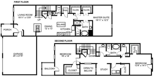 3x2.5 C2 Floor Plan at Estancia Townhomes, Texas