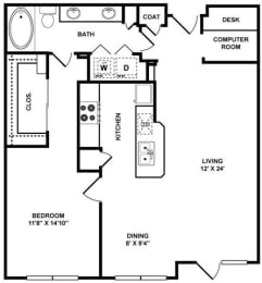 A5 Floor Plan at The Plaza Museum District, Texas, 77004