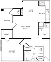 A1 Floor Plan at Highlands Hill Country, Austin, Texas
