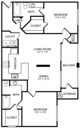 D2 Floor Plan at Highlands Hill Country, Austin, Texas