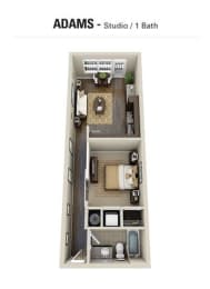 Adams Floor Plan at Berkshire Village District, Raleigh, North Carolina