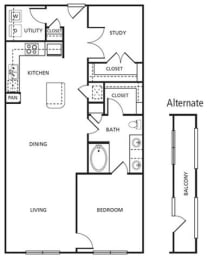 A5 Floor Plan at The Core, Texas, 77007