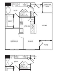 A3 Floor Plan at The Core, Houston, 77007