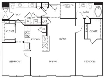 D2 Floor Plan at The Core, Texas