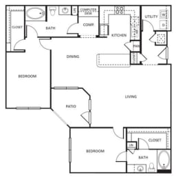 D3 Floor Plan at The Core, Texas, 77007