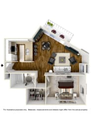 1 Bed 1 Bath Plan H at Atrium, California, 90024