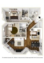 Two Bedroom B Floor Plan at Burton, Los Angeles, 90048