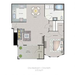  Floor Plan 1 Bedroom - B
