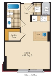 Studio A2 Floor Plan at Highland Park at Columbia Heights Metro, Washington, Washington