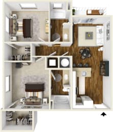 Floor Plan  Two bedroom two bath floor plan