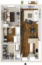 Floor Plan  One bedroom one bath floor plan