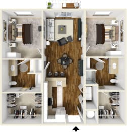 Floor Plan  Two bedroom two bath floor plan